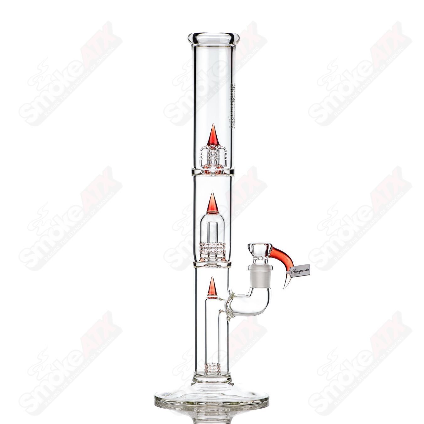 Sovereignty Glass 50mm Mini Grid Dome Straight Tube with 360° Neck and Splash Guard in Pomegranate color