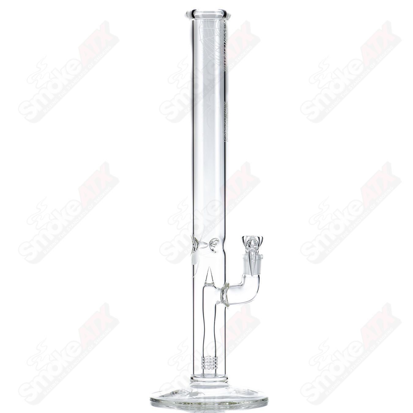 Sovereignty Glass 50x5 fixed 360 clear straight tube with reduced perc and Halloween pattern for smoking or vaporizing.