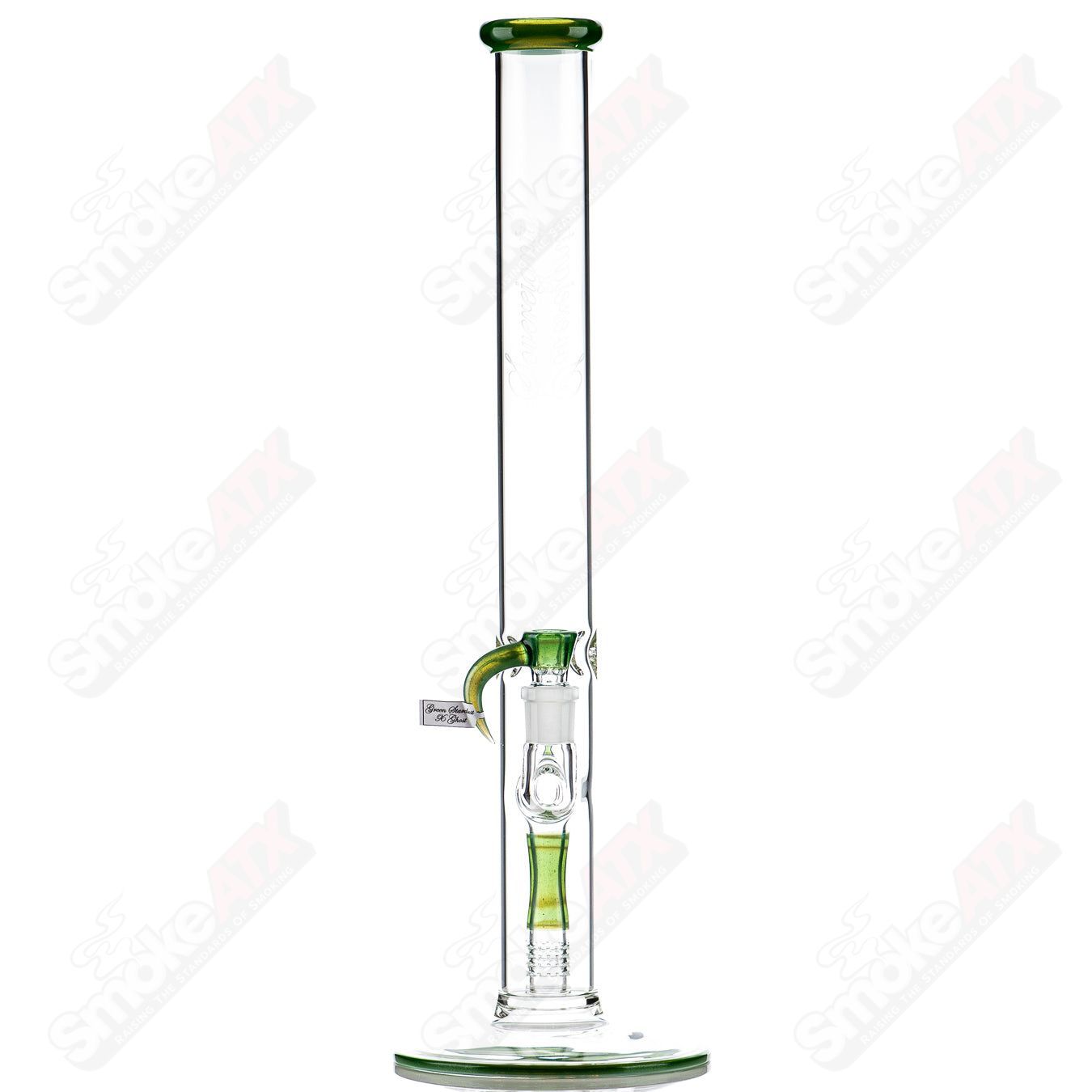 Sovereignty Glass 50x5 fixed 360 full accent straight glass tube with accented perc reduction for smooth filtration.