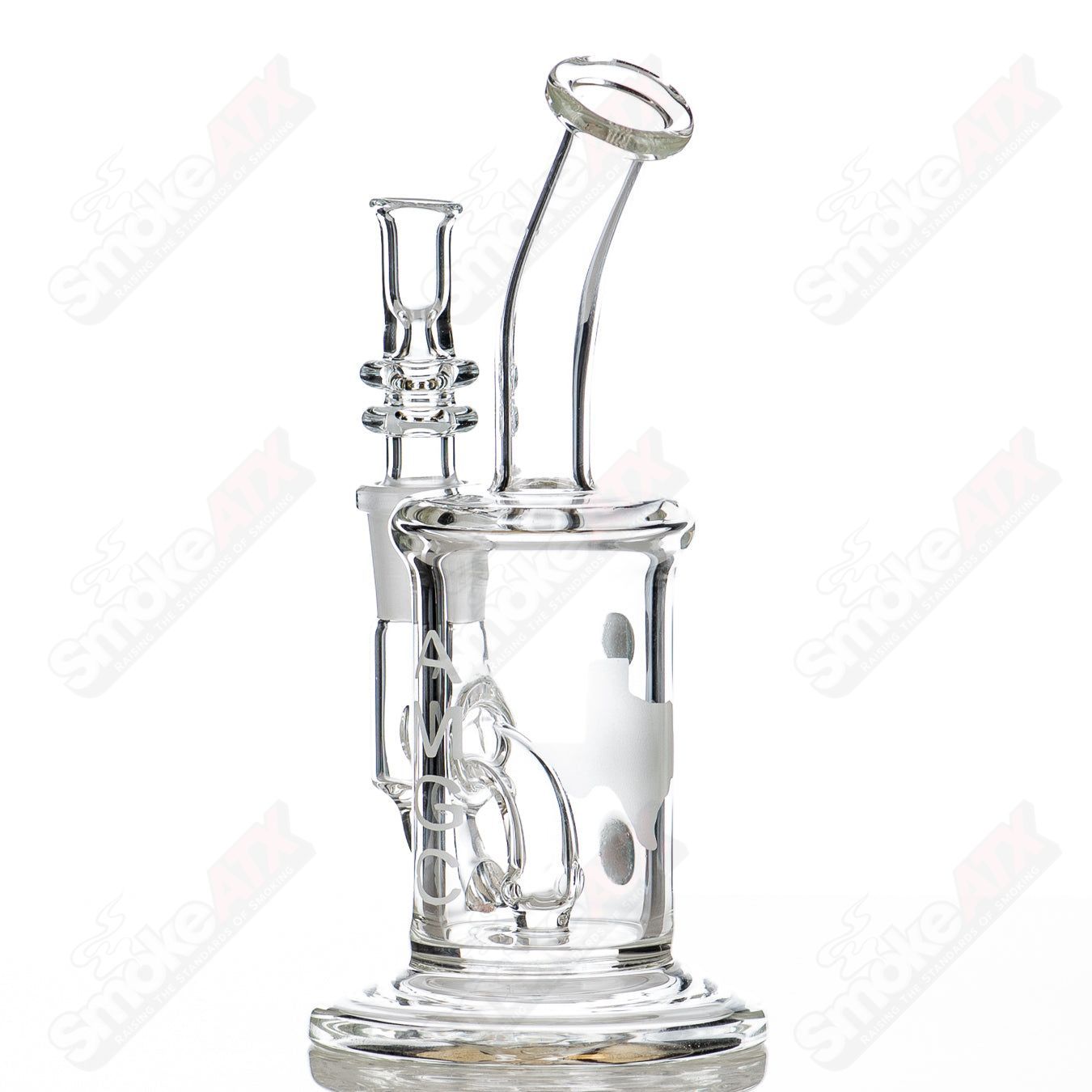 Gray 6-inch 44mm color dot shredder rig for concentrates by Austin Made Glass Co.