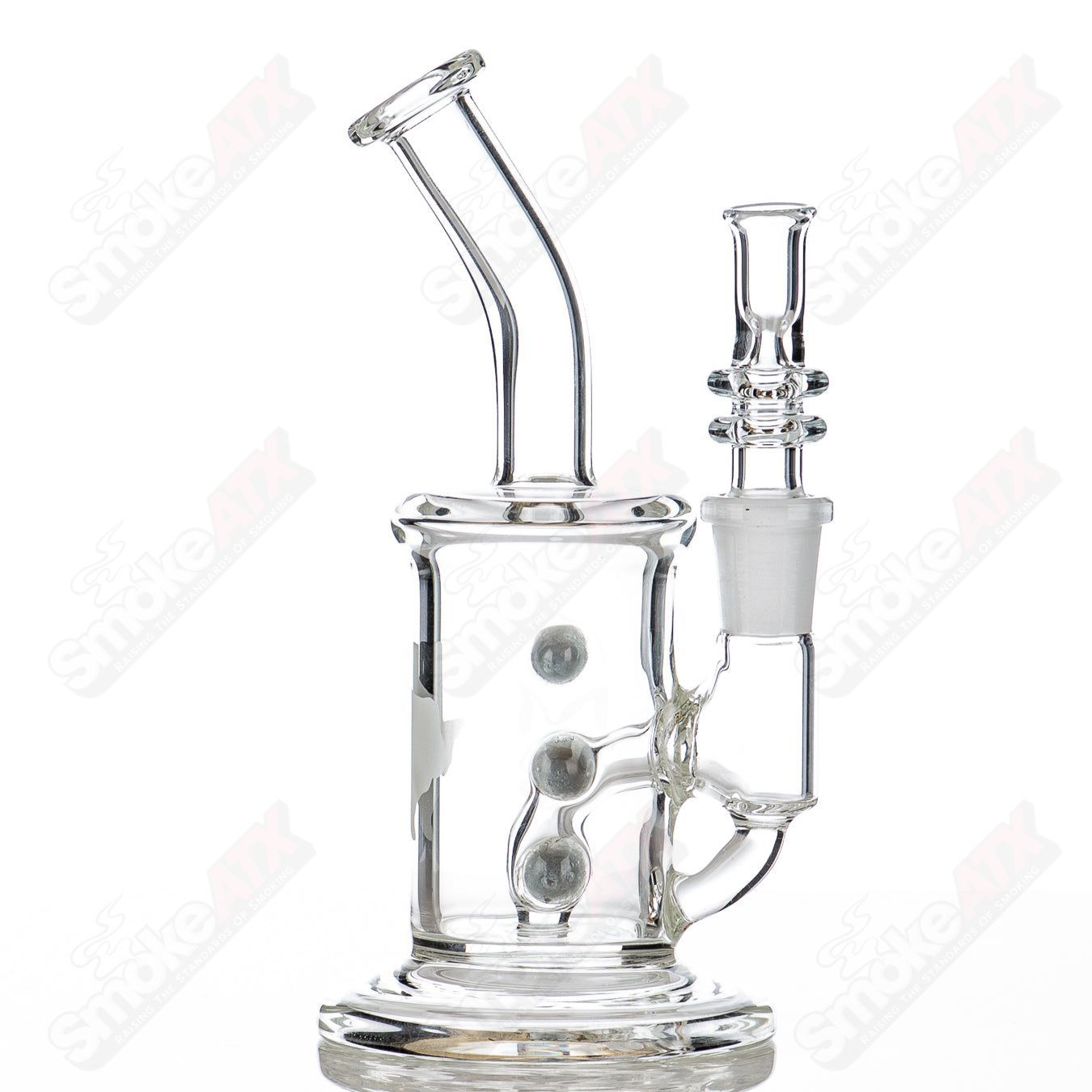 Gray 6-inch 44mm color dot shredder rig for concentrates by Austin Made Glass Co, featuring a textured design and sturdy build.