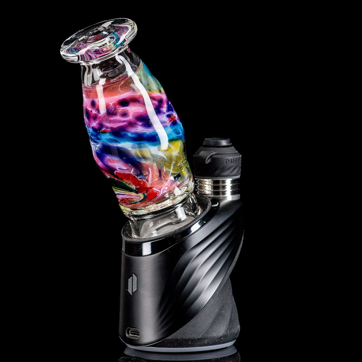 Puffco Wet Top by Nobody Glass, clear glass Puffco accessory with intricate design for vaporizer attachment.