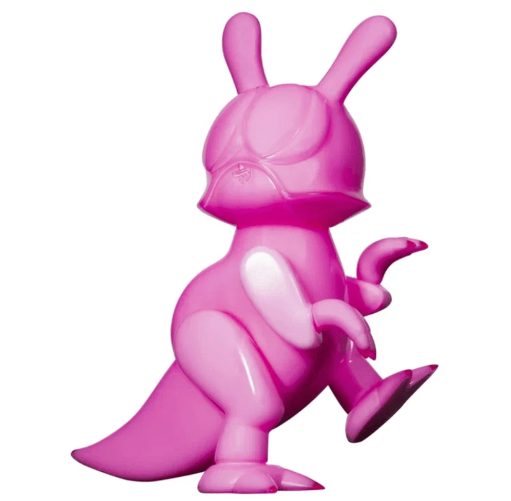 Pink 6-inch Skobo Vinyl Toy Elbo x Skoloct by Elbo Glass, featuring a colorful lifestyle design and detailed sculpting.