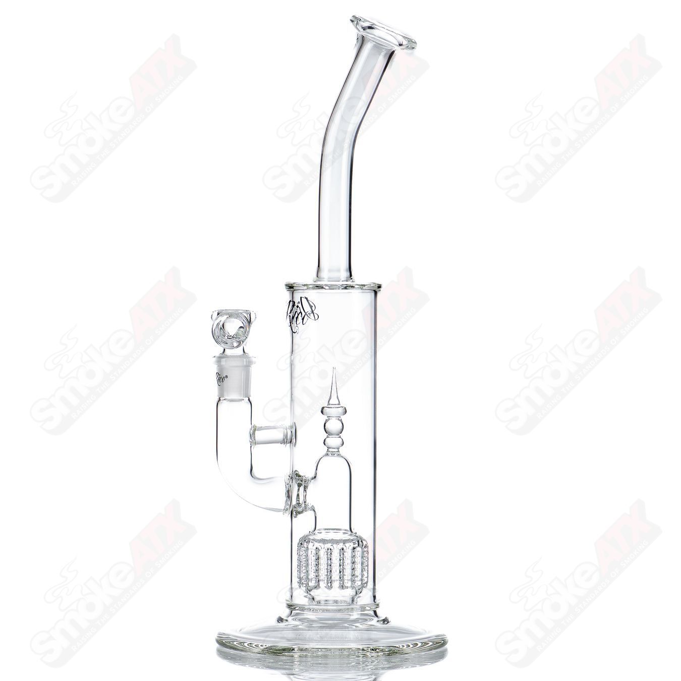 60mm Bent Neck Tube w/ Custom Apocoline Perc Dirty Rico - Smoke ATX