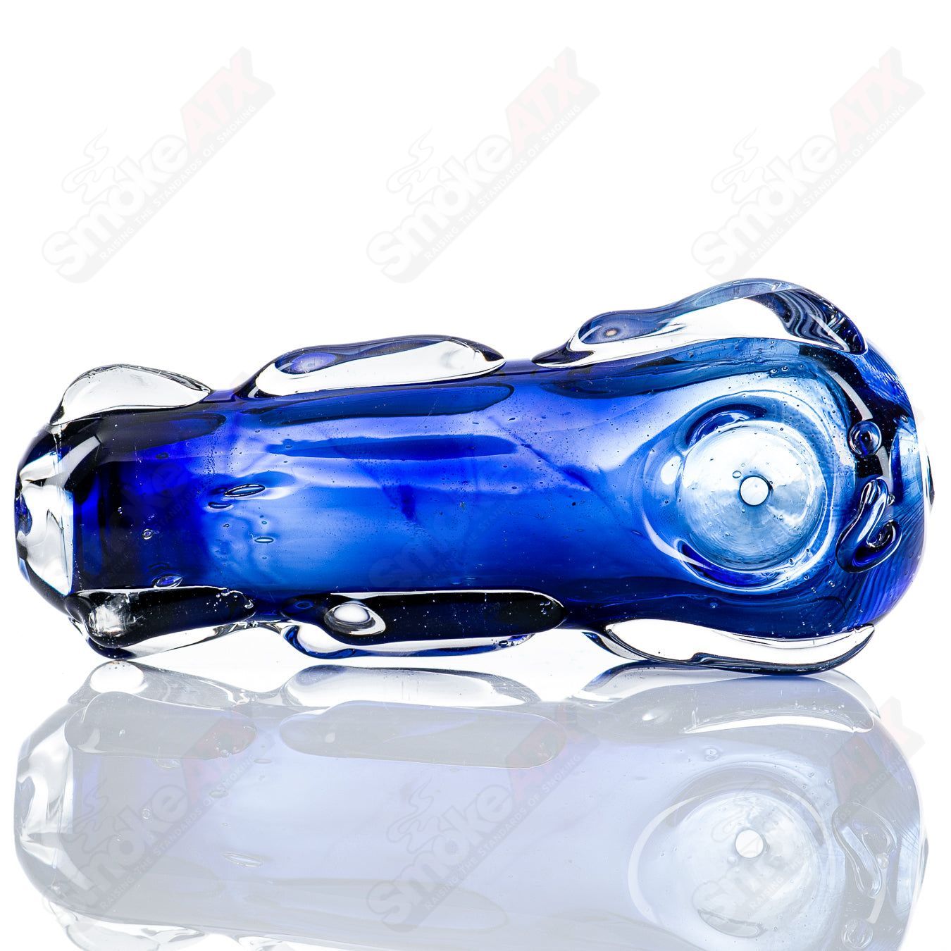 Glass by Nobody #65 Spoon Glass pipe with clear, rounded bowl and straight stem for smoking or herbal use.
