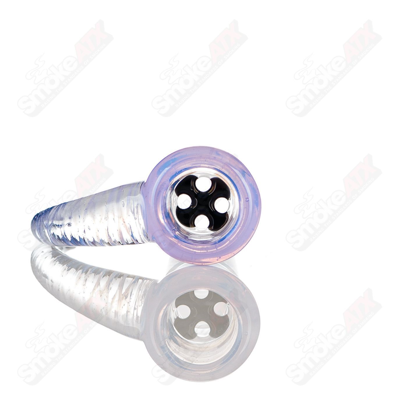 Colorful 18mm Worked Texas Tubes 4-Hole Slide for Heady Glass bowls, showcasing vibrant design and functional slide features.