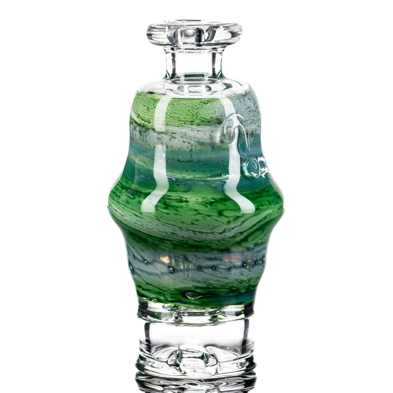 Puffco Wet Top by Nobody Glass, clear glass Puffco accessory with intricate design for vaporizer enhancement.