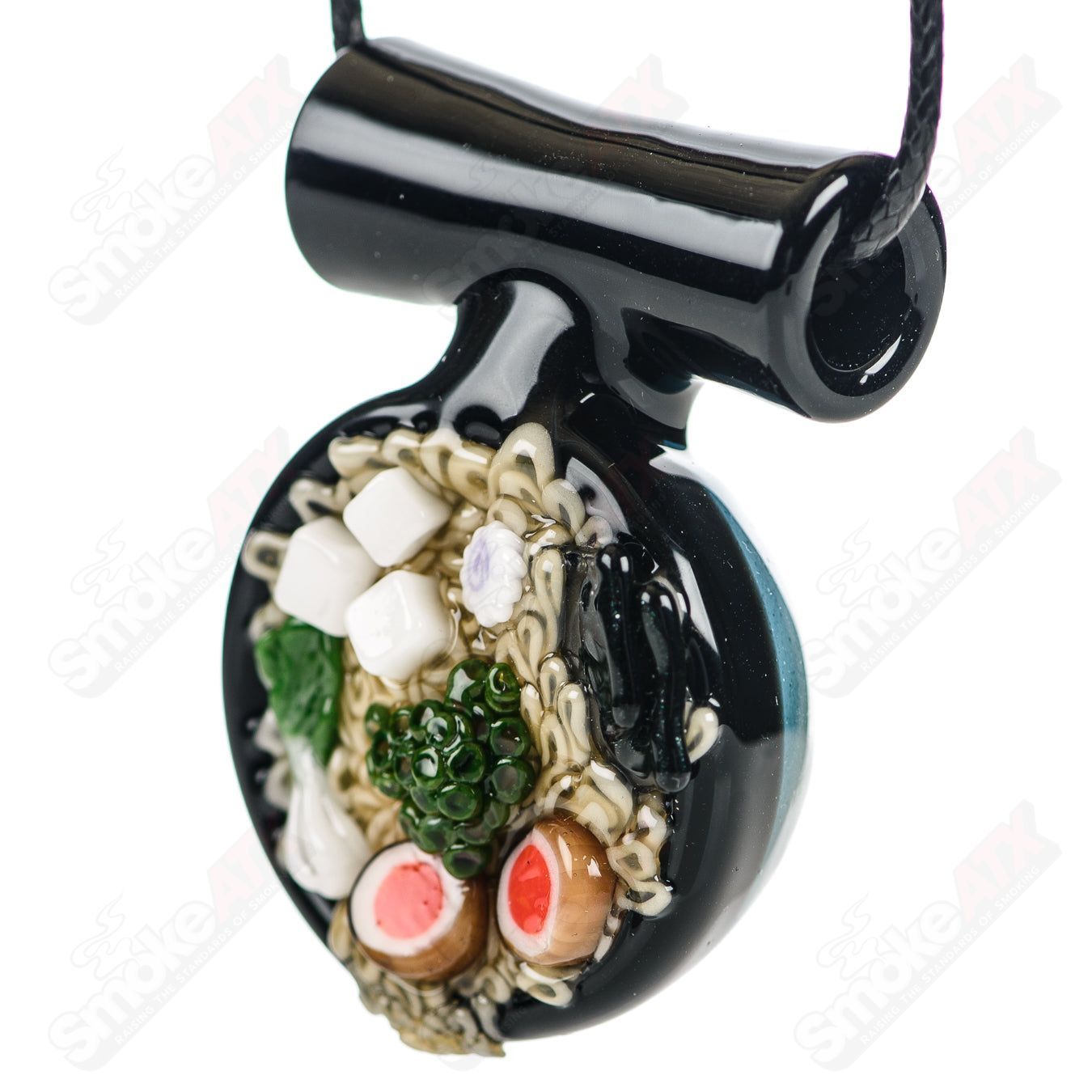 Colorful Dojo Glass Ramen Pendant featuring vibrant glass art, perfect for heady glass jewelry and accessories.