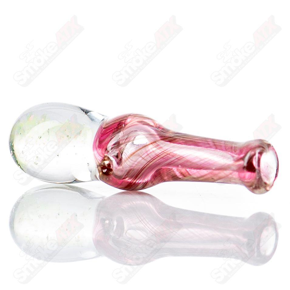 Colorful UV-reactive Puffco joystick headpiece by Geoff Made Glass, designed for Indo x Puffco top vaporizer accessories.