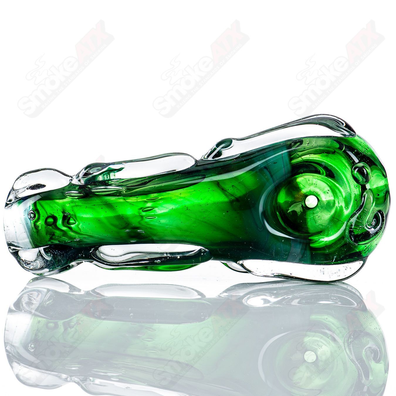 Glass pipe called #71 Spoon by Nobody, featuring clear glass design with a rounded bowl and straight stem for smoking.