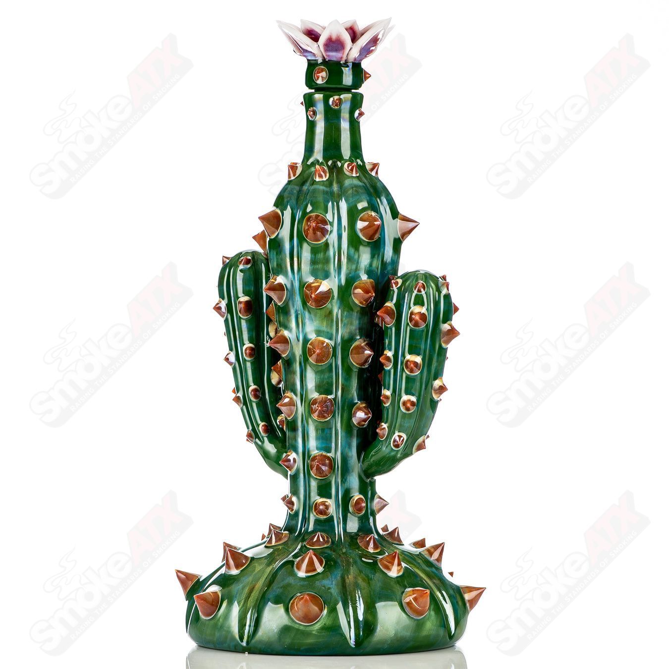 750ml Cactus Decanter w/ Flower Stopper by Unparalleled Glass - Smoke ATX