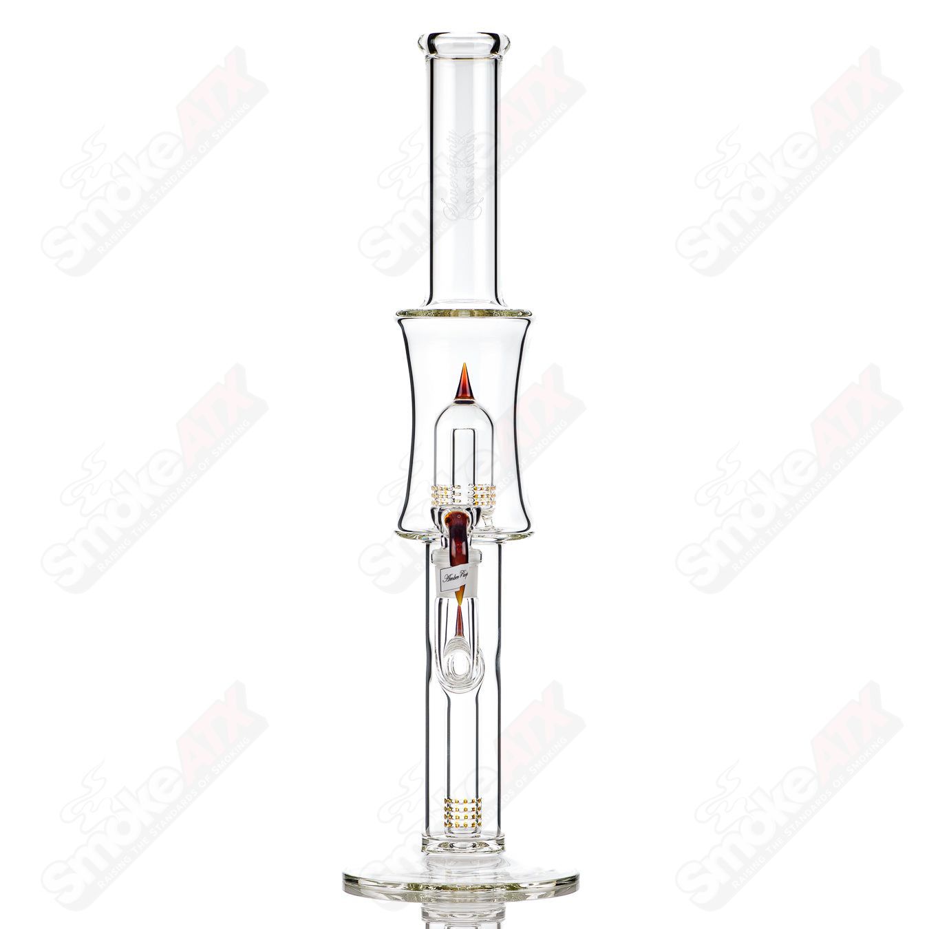 Sovereignty Glass 75mm Amber Purple Grid Dome Fixed 180 Minor Accent straight tube with grid pattern and vibrant color detail