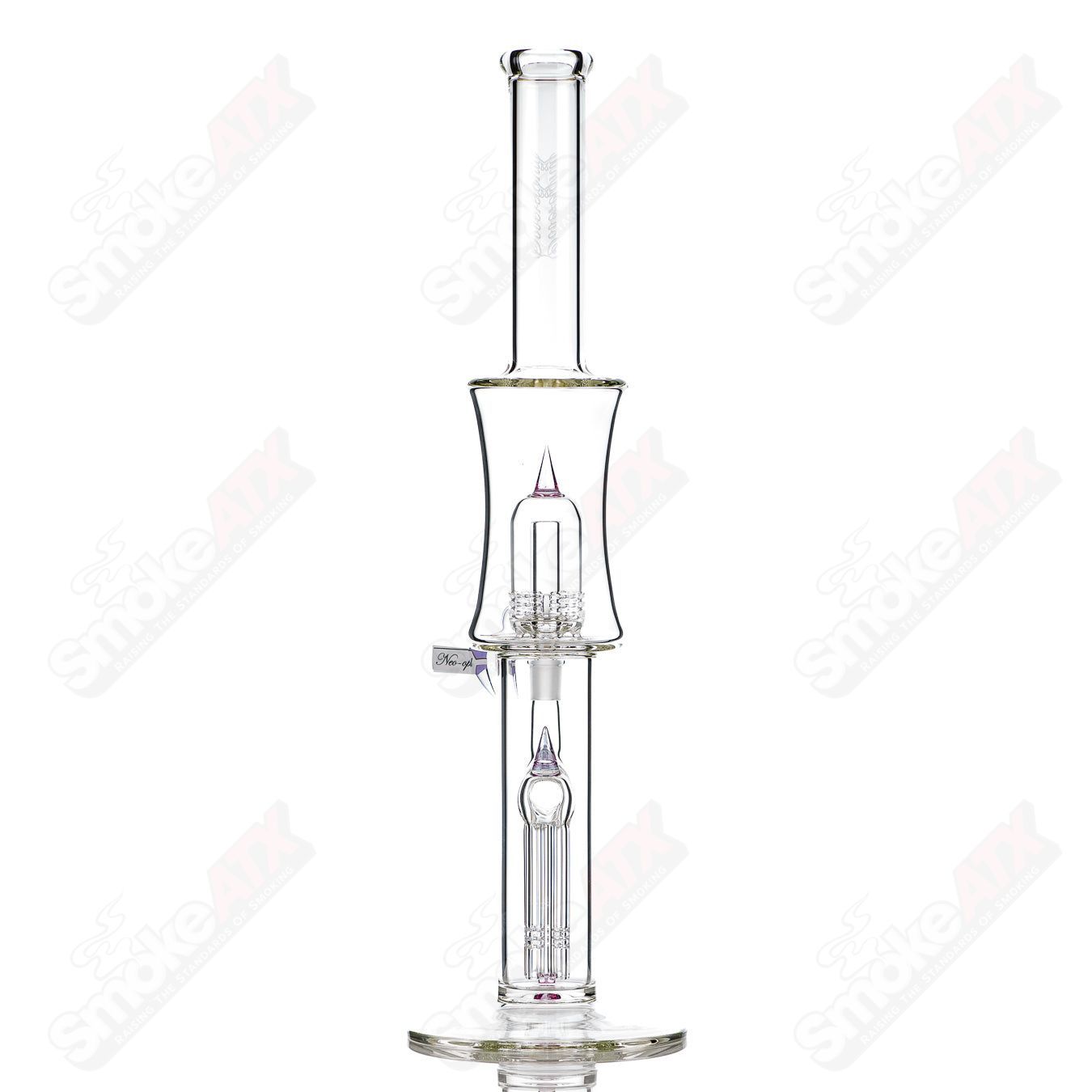 Sovereignty Glass 75mm Grid Dome Fixed 4-Arm Minor Accent in Neo-Opal, showcasing glass straight tube with intricate design.