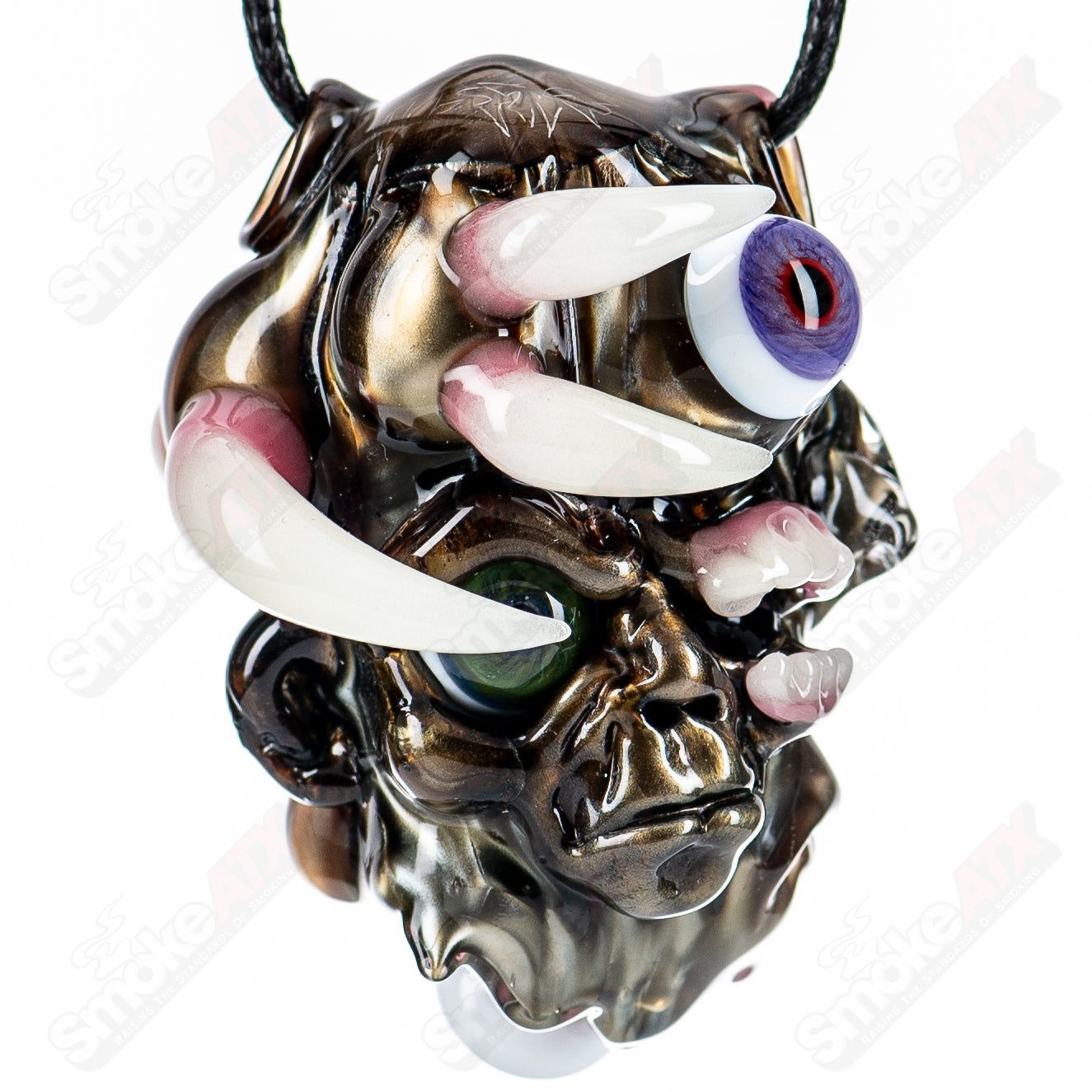 Colorful Electroid pendant by Salt Glass, part of the Heady Glass collection, featuring intricate glass art by Blu Sun x SALT.