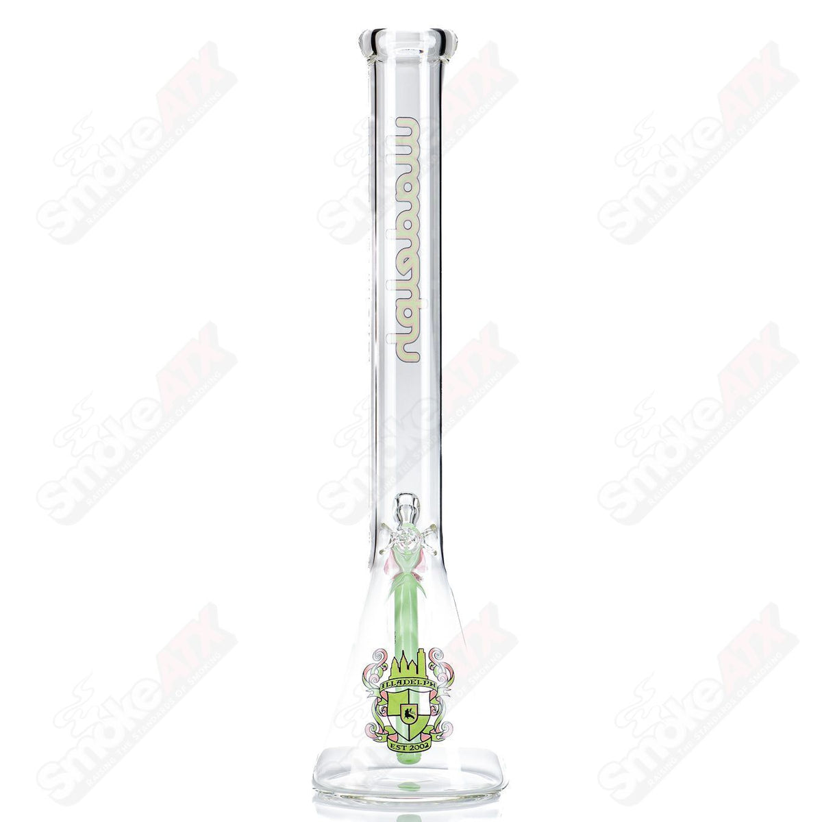 Illadelph 7mm Medium Beaker Waterpipe in Guava color, made of glass with a sturdy beaker design, ideal for smoking sessions.