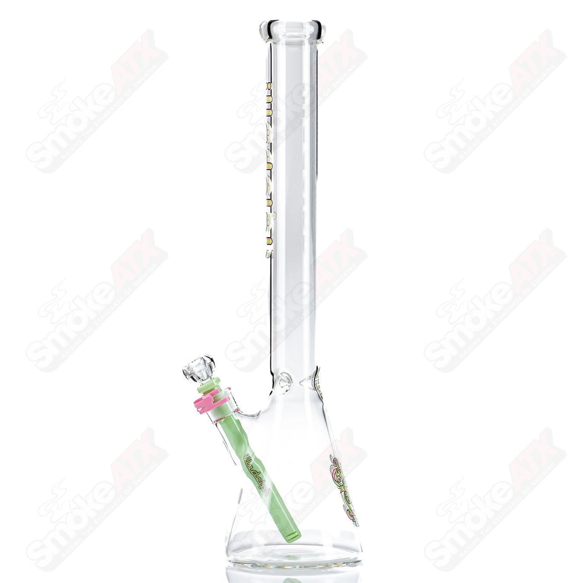 Illadelph 7mm medium beaker waterpipe in guava glass with a sturdy design and clear glass construction.