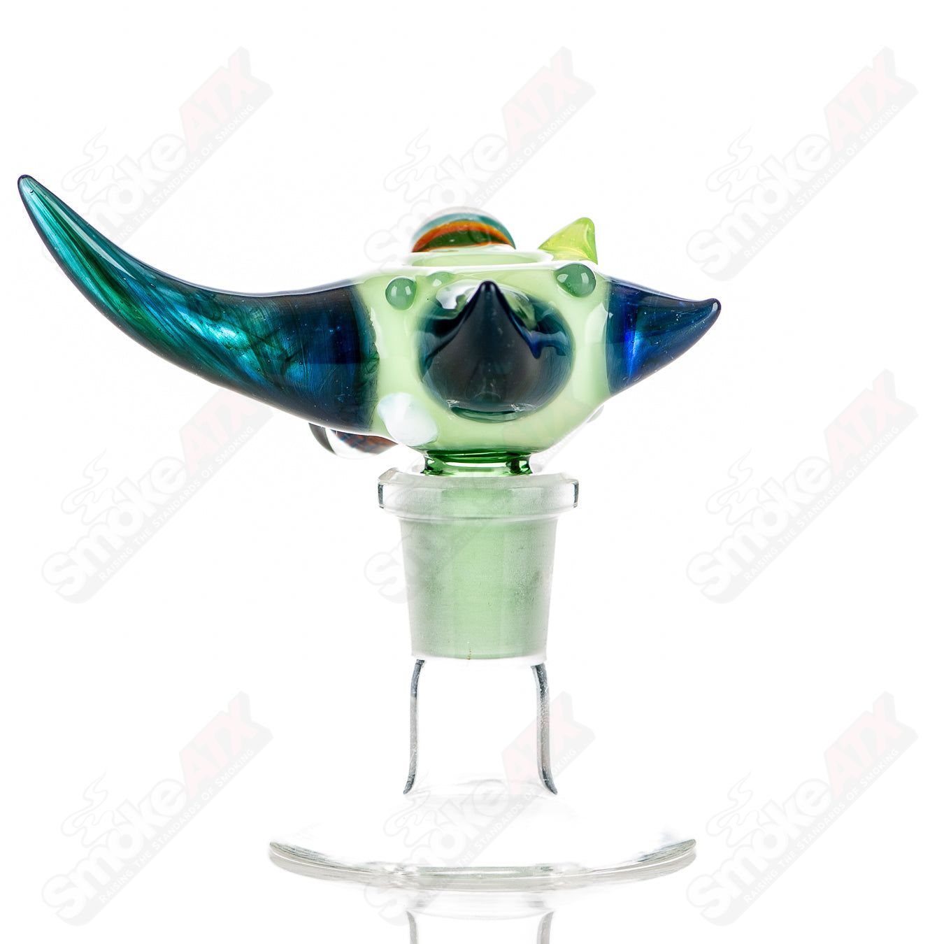 JMass 14mm full-color worked horn Milli bowl for heady glass pipes, featuring vibrant horn design and intricate craftsmanship.
