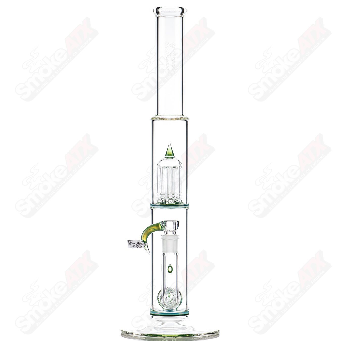 Sovereignty Glass 8-arm Stemline Partial Accent straight glass tube with double bore and seal accent design.