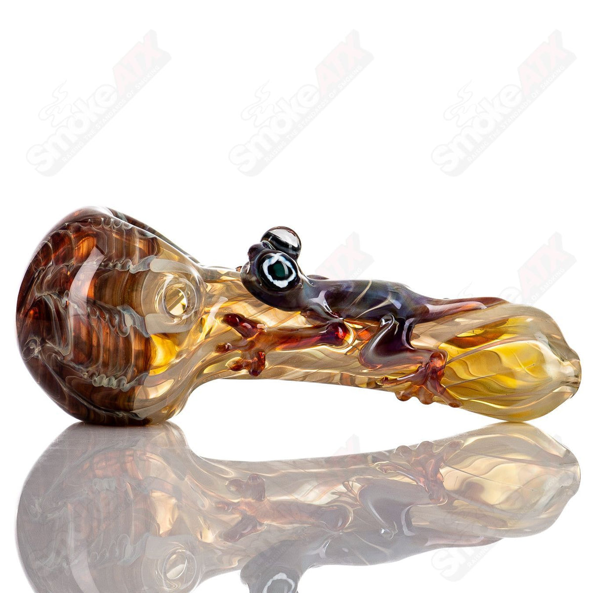 Handmade glass #8 Critter Spoon by Molten Imagination featuring colorful critter design and smooth glass surface.
