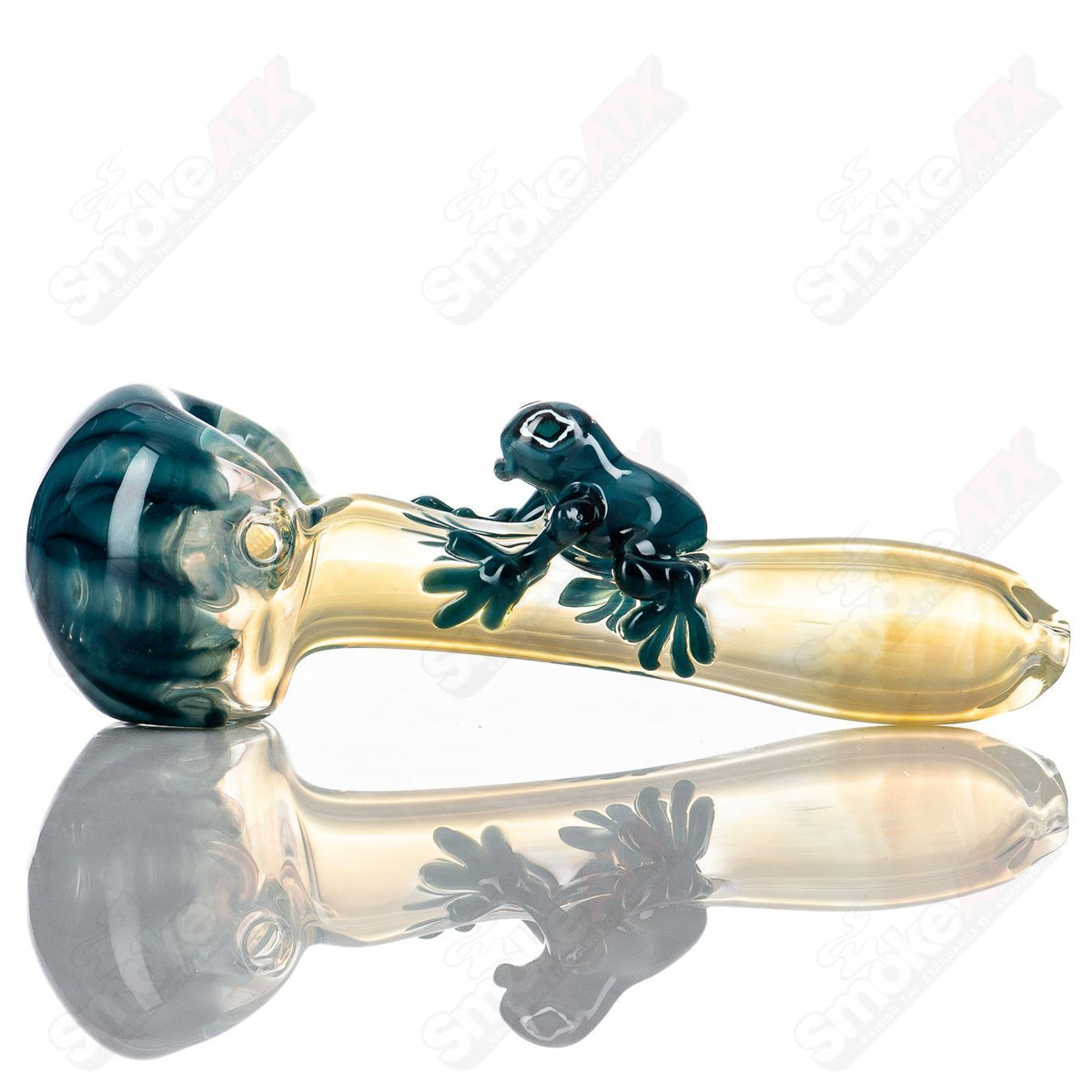 Handcrafted glass #8 Critter Spoon by Molten Imagination, featuring a whimsical critter design for smoking or display.