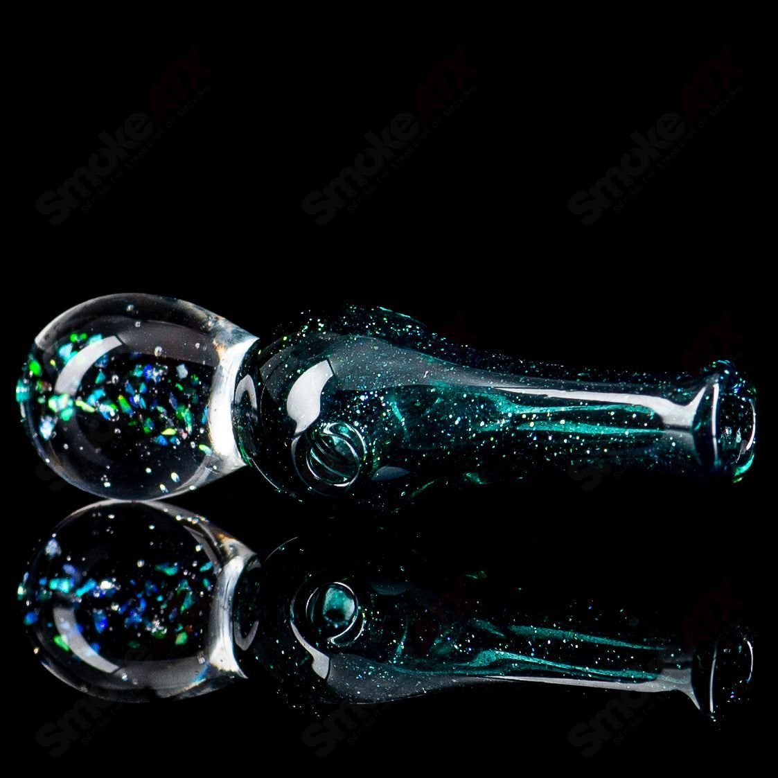Colorful UV Puffco Joystick Indo glass Puffco top by Geoff Made Glass, featuring intricate design and vibrant UV-reactive details.