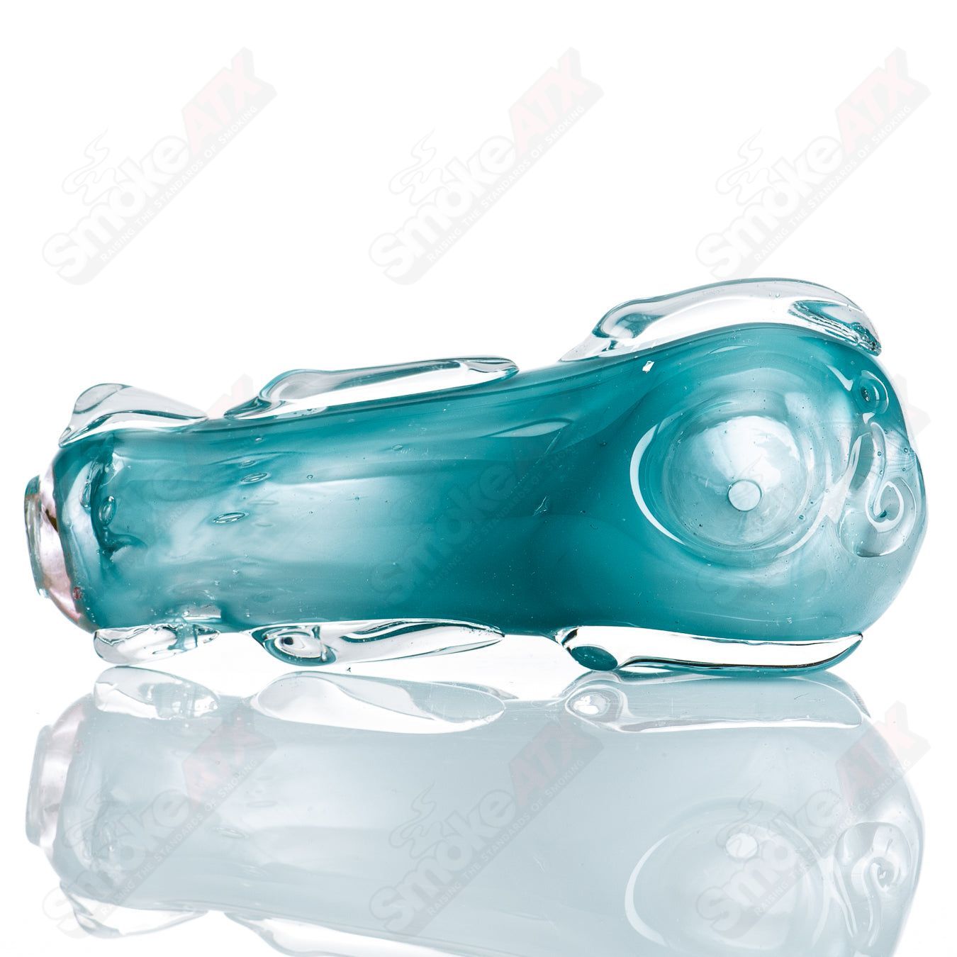 Glass pipe, #85 Spoon Glass by Nobody, clear glass with smooth rounded bowl and handle for smoking accessories.