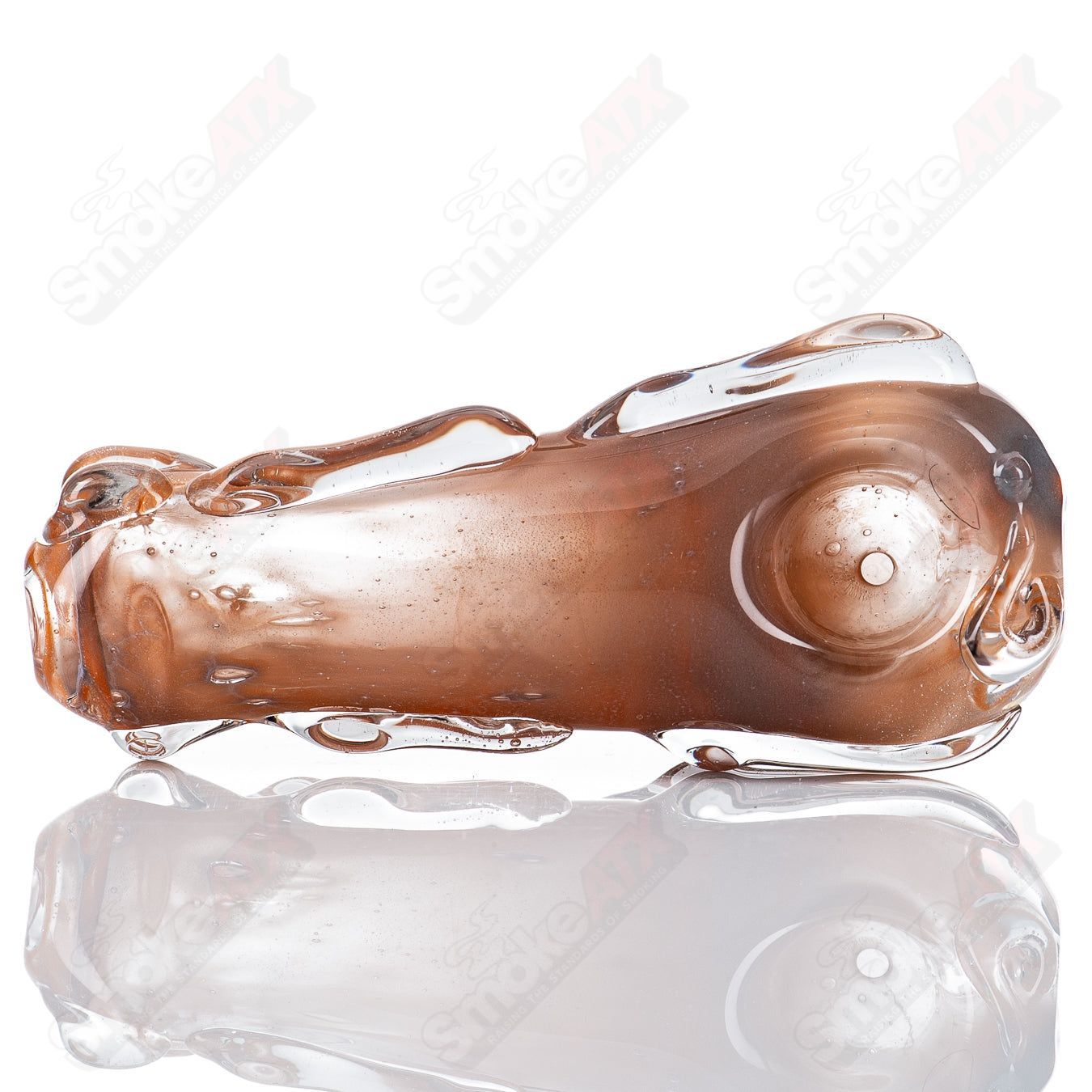 Spoon glass pipe labeled #87 by Nobody, featuring a clear glass design with a rounded bowl and smooth neck for smoking.