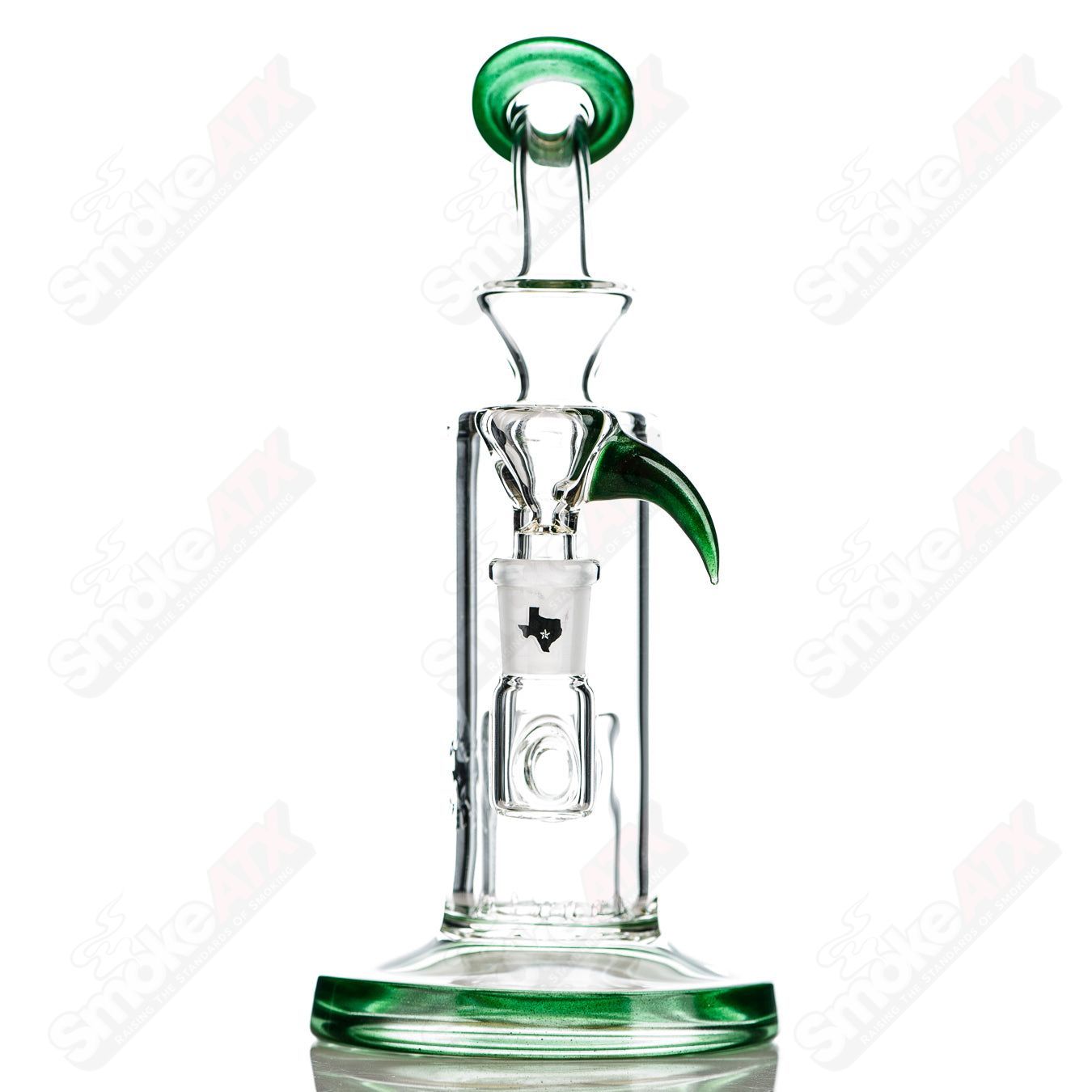 8in 14mm Bubble - Bucket Perc Rig w/ Flower Bowl (Green Stardust) Texas Tubes - Smoke ATX