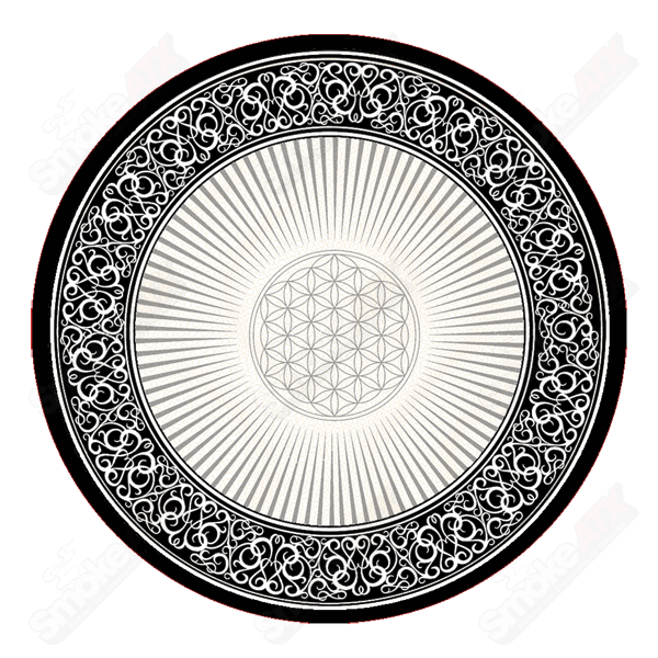 8in Flower of Life Black and White Fabric Dab Padz - Smoke ATX