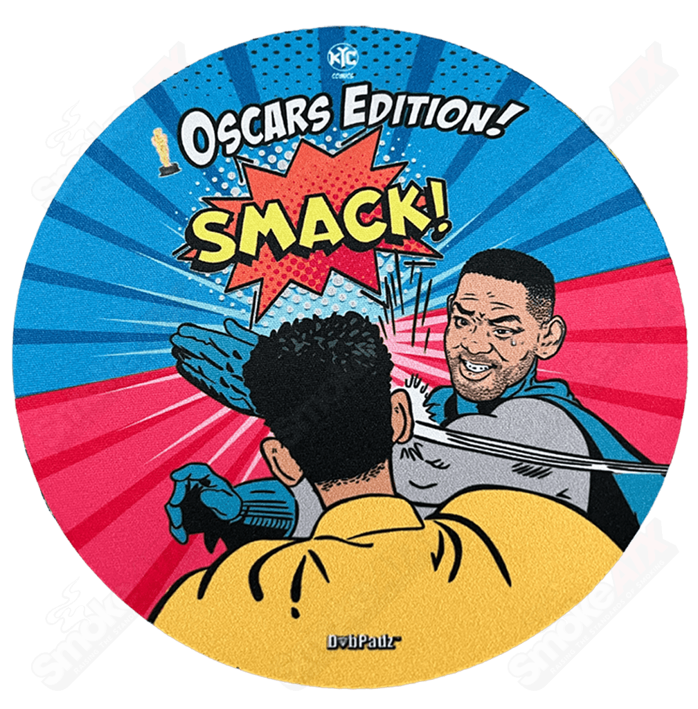 8-inch Slap Rock fabric dab pad from Dab Padz, a soft, durable mat for dabbing concentrates with unique rock-inspired design.