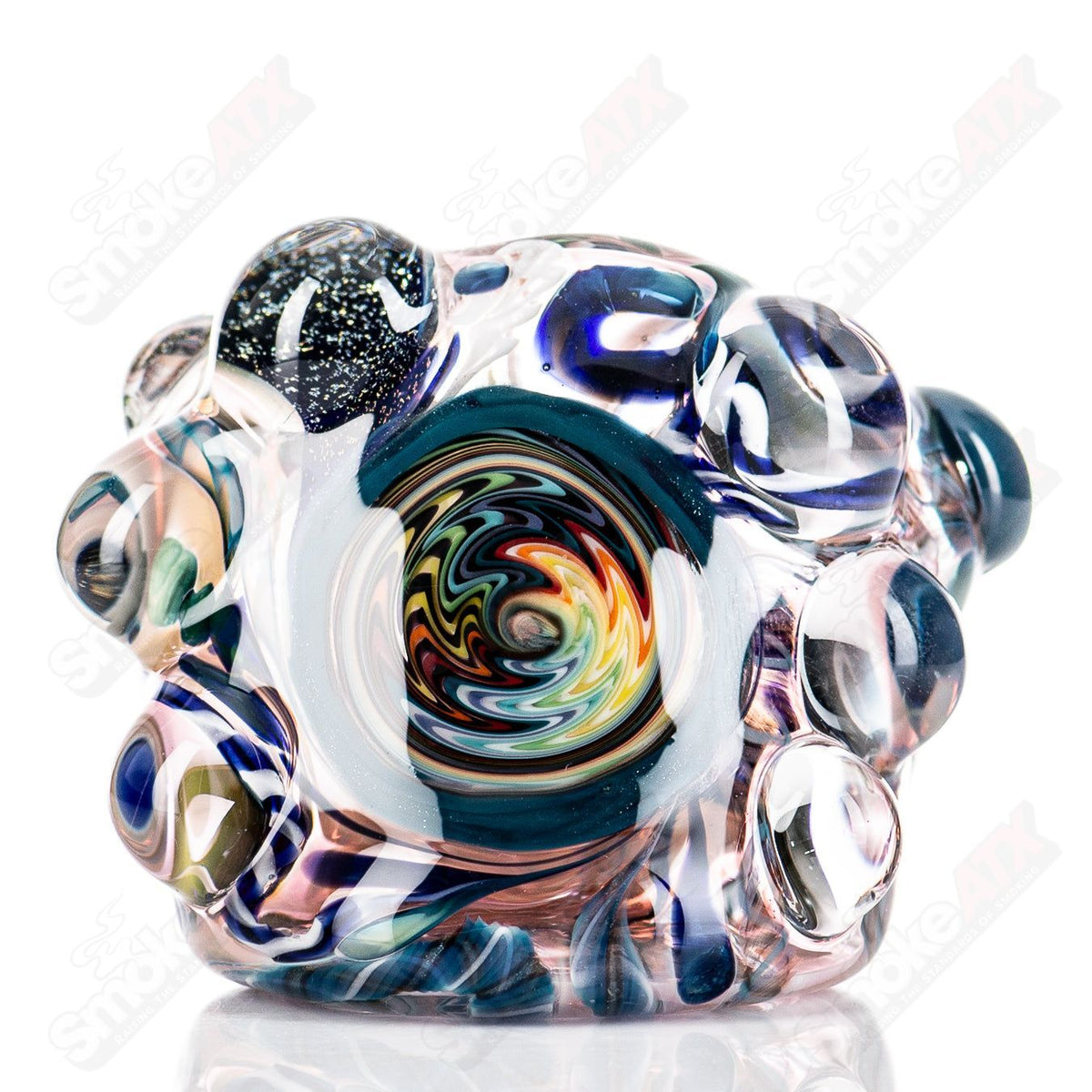 Molten Imagination Custom Glass Creations ISO Chaos Hammer Spoon, clear glass with intricate design details.