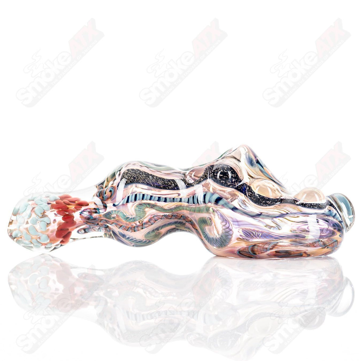 Molten Imagination Chaos Club #9 ISO Montage glass hand pipe with vibrant, abstract design and intricate details.