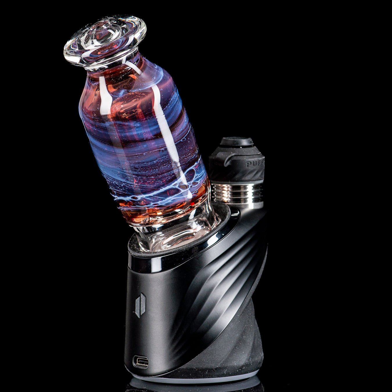 Nobody Glass #9 Wet Top Puffco top in clear glass with intricate design, designed for Puffco devices and compatible with Puffco atomizers.