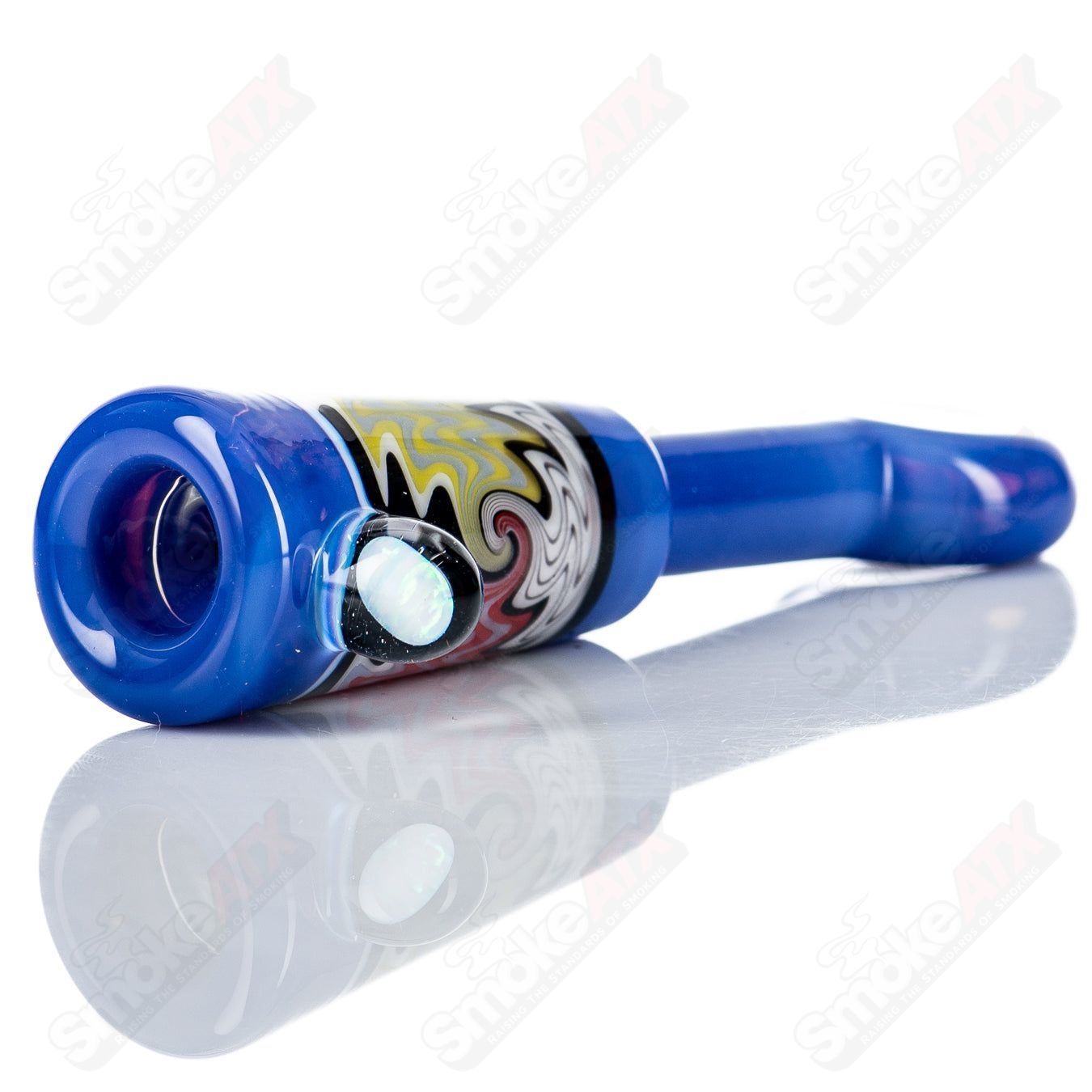 Kirkland Glassworks Wig Wag Chillim, colorful heady glass chillum with vibrant wig wag pattern, designed for smoking enjoyment.