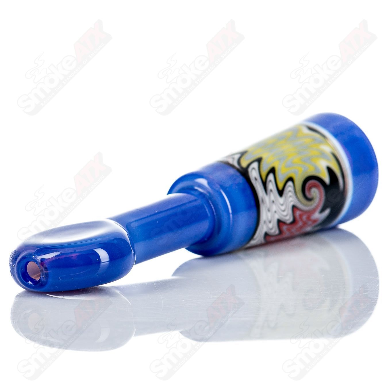 Kirkland Glassworks Wig Wag Chillim, a colorful heady glass chillum with intricate wig wag design and vibrant glasswork details.