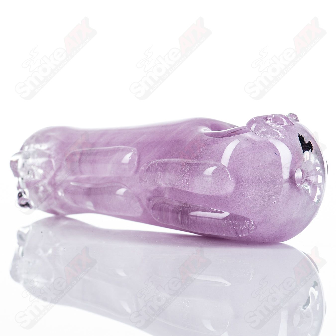 Glass pipe called the #96 Spoon Glass by Nobody, showcasing clear glass with a smooth bowl and elongated stem for easy handling.