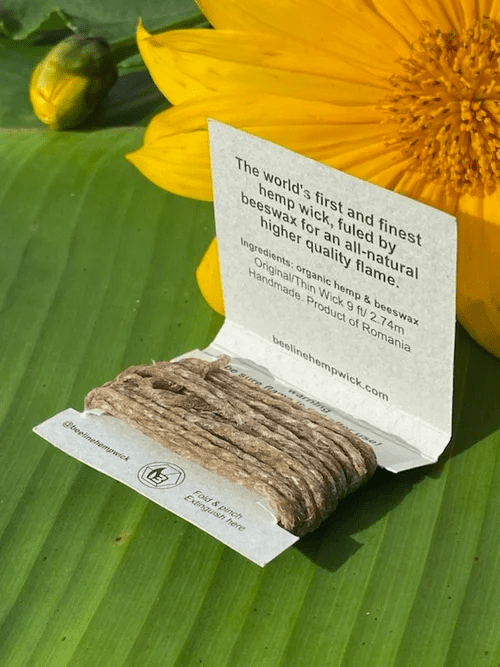 9ft Bee Line Hemp Wick for 420 use, natural hemp wick ideal for lighting herbs and candles, shown in the image.