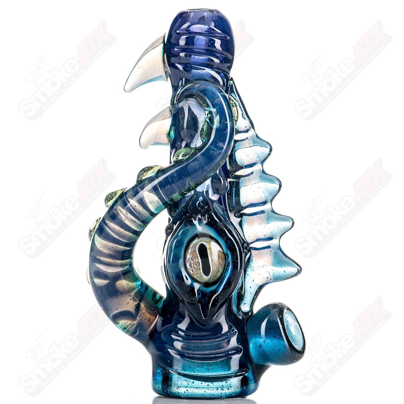Colorful Mako Glass #2 Full Color Chillum, a handcrafted heady glass smoking pipe with vibrant design and compact shape.