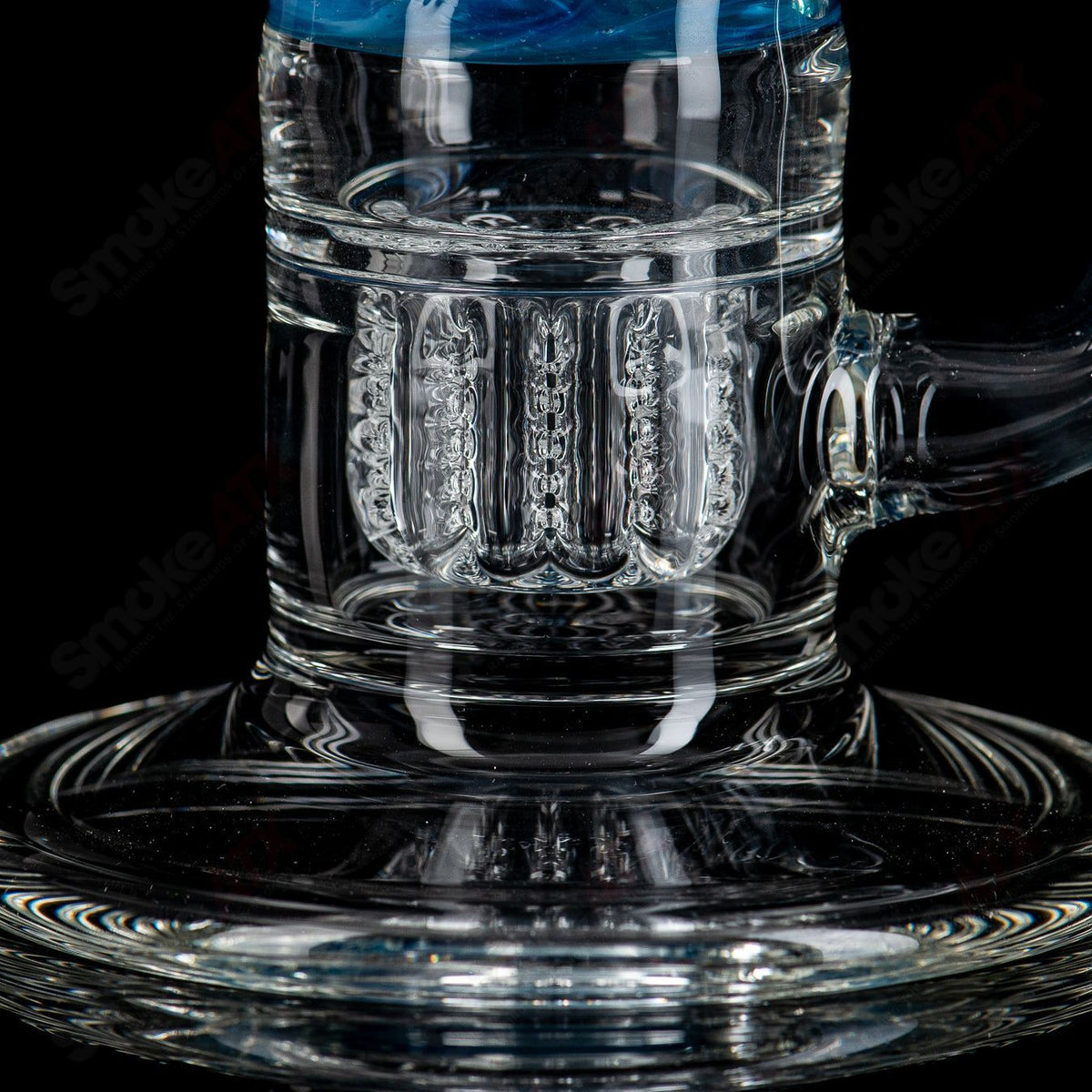 13-inch blue and light blue fade Apolocoline straight glass tube with 14mm bowl by Dirty Rico Glass x Nobody Glass