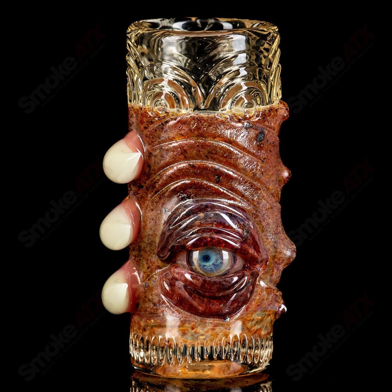 Amazon Bronze Serum Shot Glass by Salt Glass, a handcrafted heady glass cup with a bronze finish for unique drink presentation.