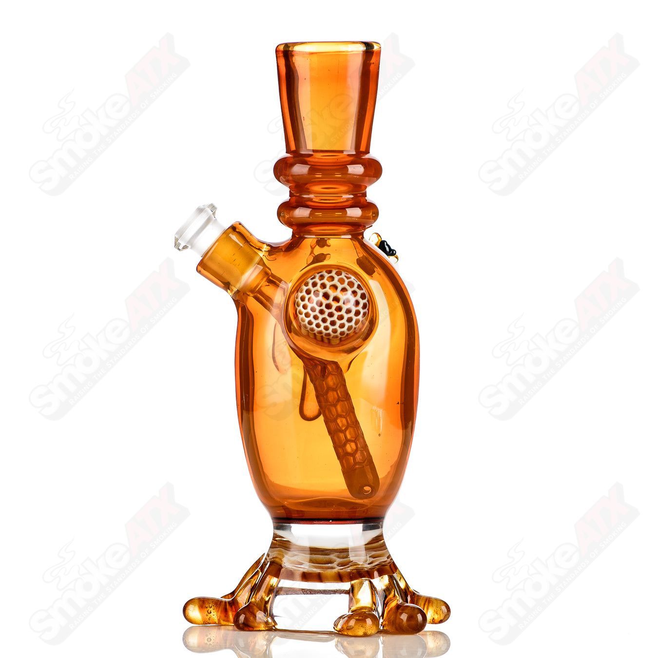 Amber Honeycomb Lamp Set by Joe P Glass, featuring intricate honeycomb design and glass craftsmanship, perfect for decorative lighting.