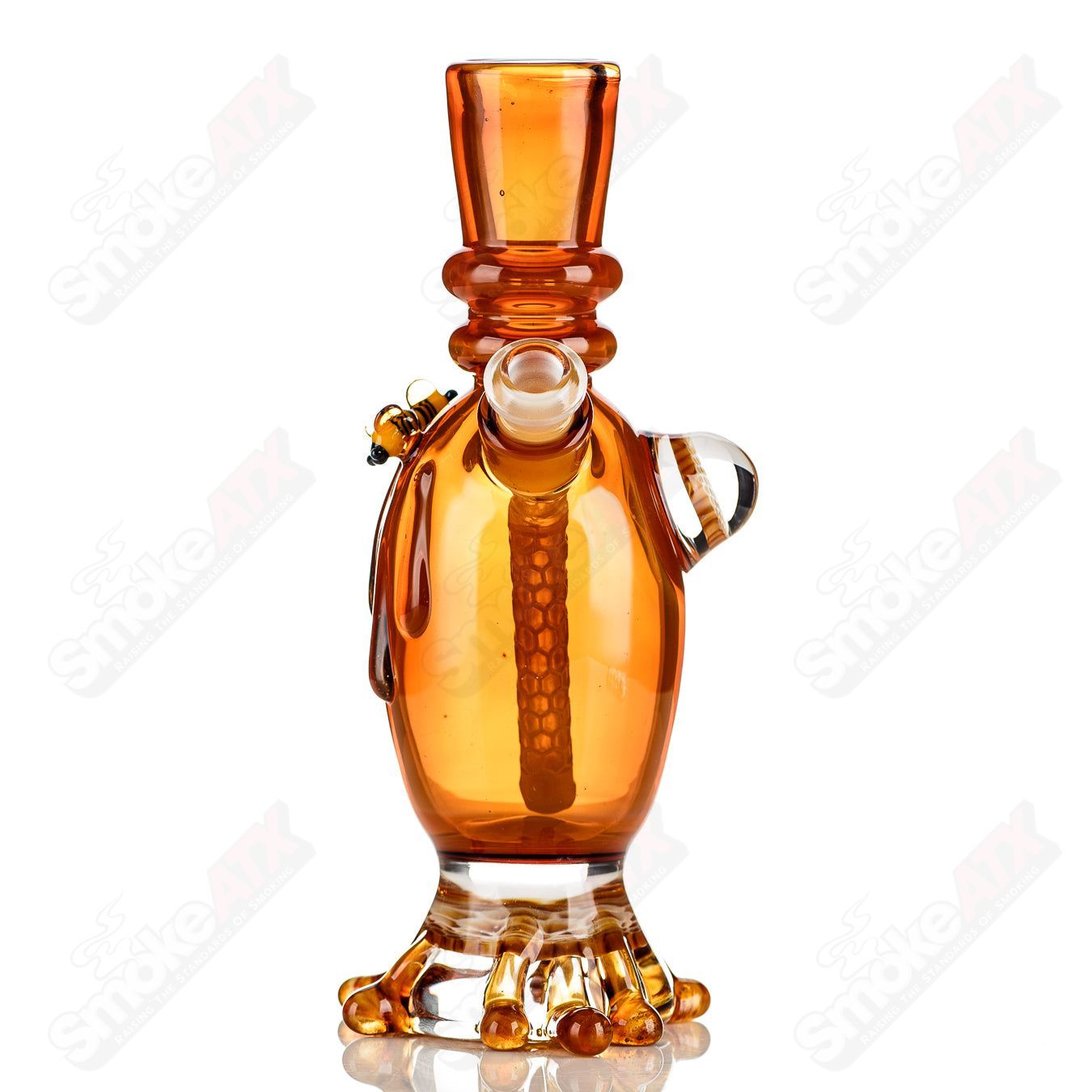 Amber Honeycomb Lamp Set by Joe P Glass, featuring artistic heady glass bubblers with intricate honeycomb designs.