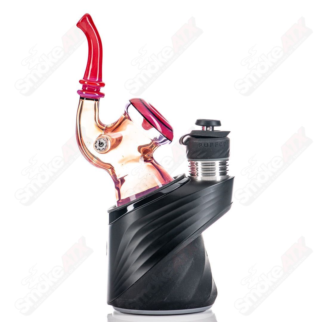 Amora Pink Sherlock Puffco Dry Top by JMass, colorful glass Puffco top with pink accents, designed for Puffco vaporizer devices.