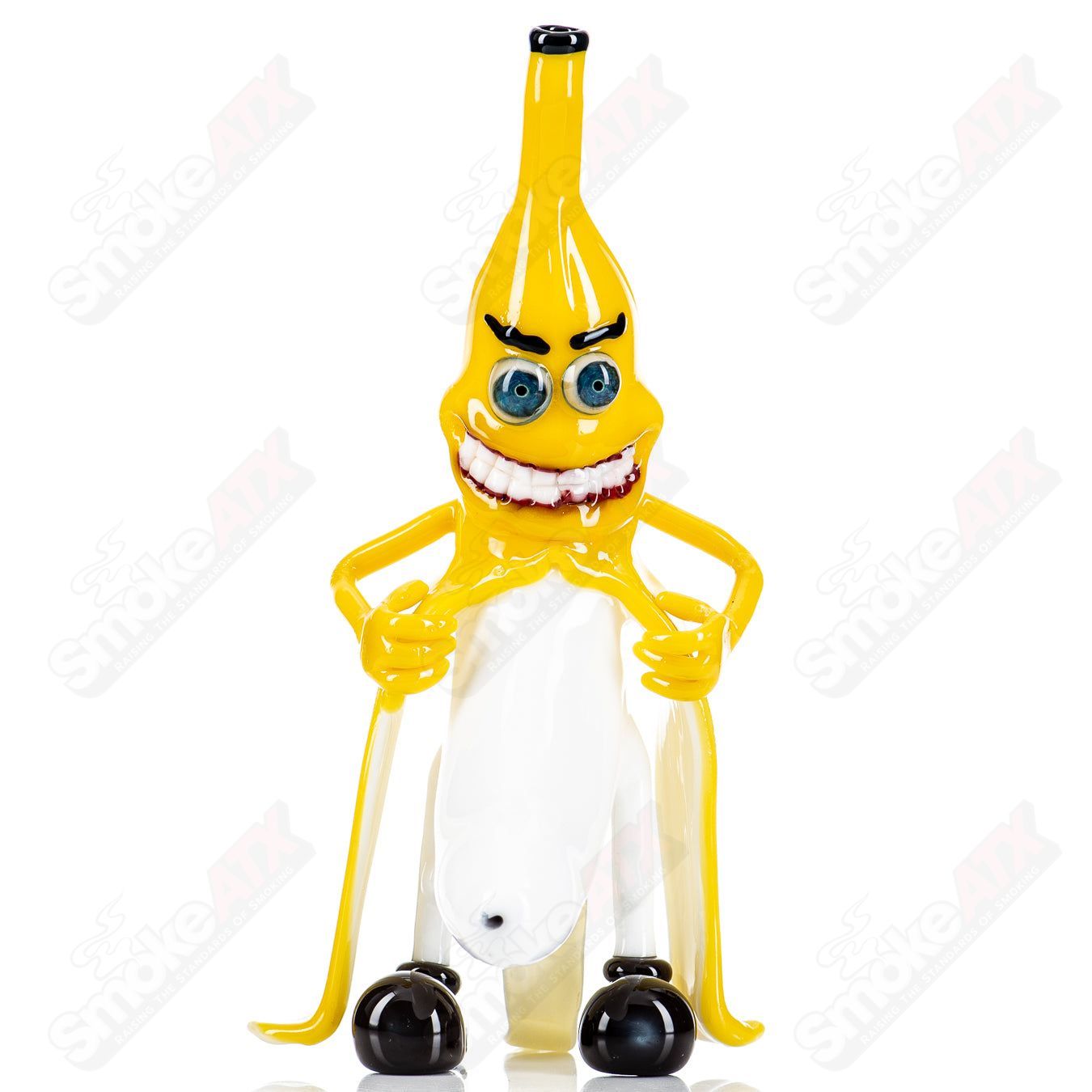 Hendy Banana Rig Heady Glass concentrate rig with yellow banana design and clear glass body, suitable for dabbing and concentrates.