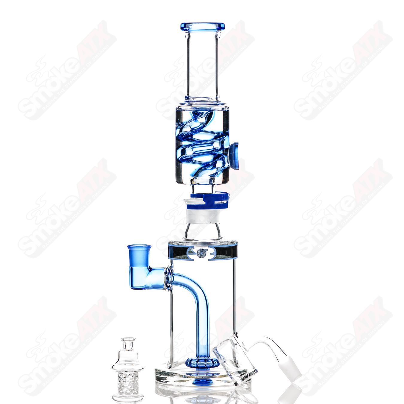 Sea blue glycerin coil bubbler by Illadelph featuring a sleek glass design and intricate details.