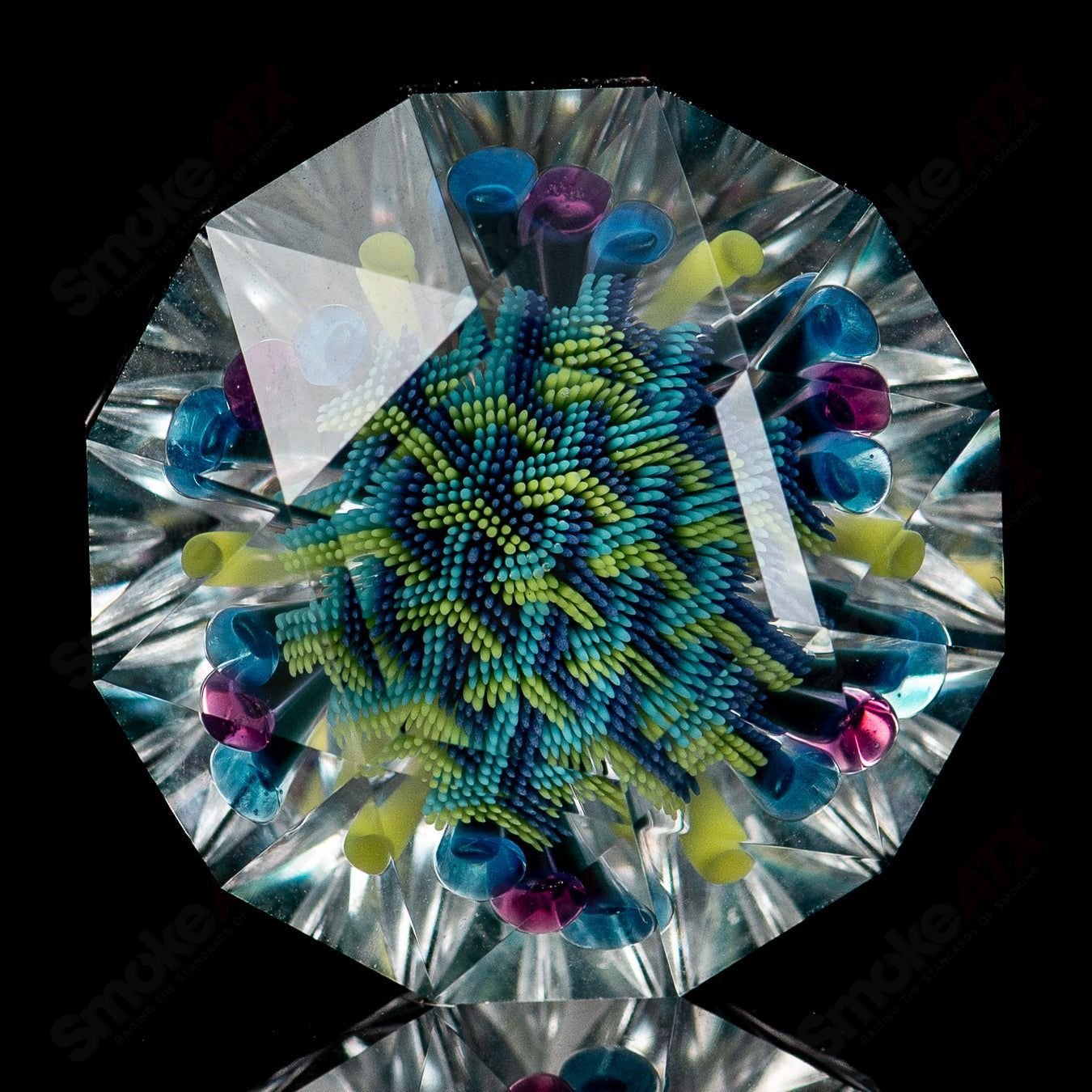 Big Gem Fatal Facets x Introvert glass heady art marble with colorful, intricate patterns and detailed design by Fatal Facets.