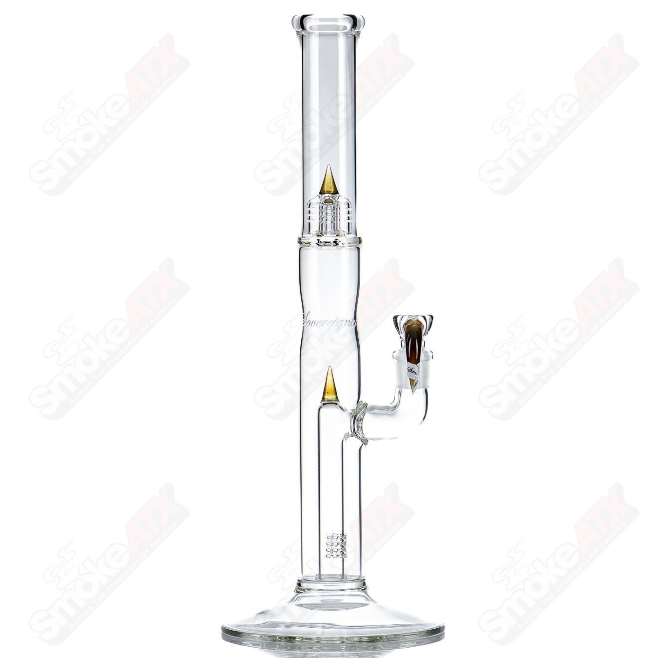 Sovereignty Glass Bishop Fixed 180 straight glass tube with minor accent and body reduction design, clear and cylindrical.