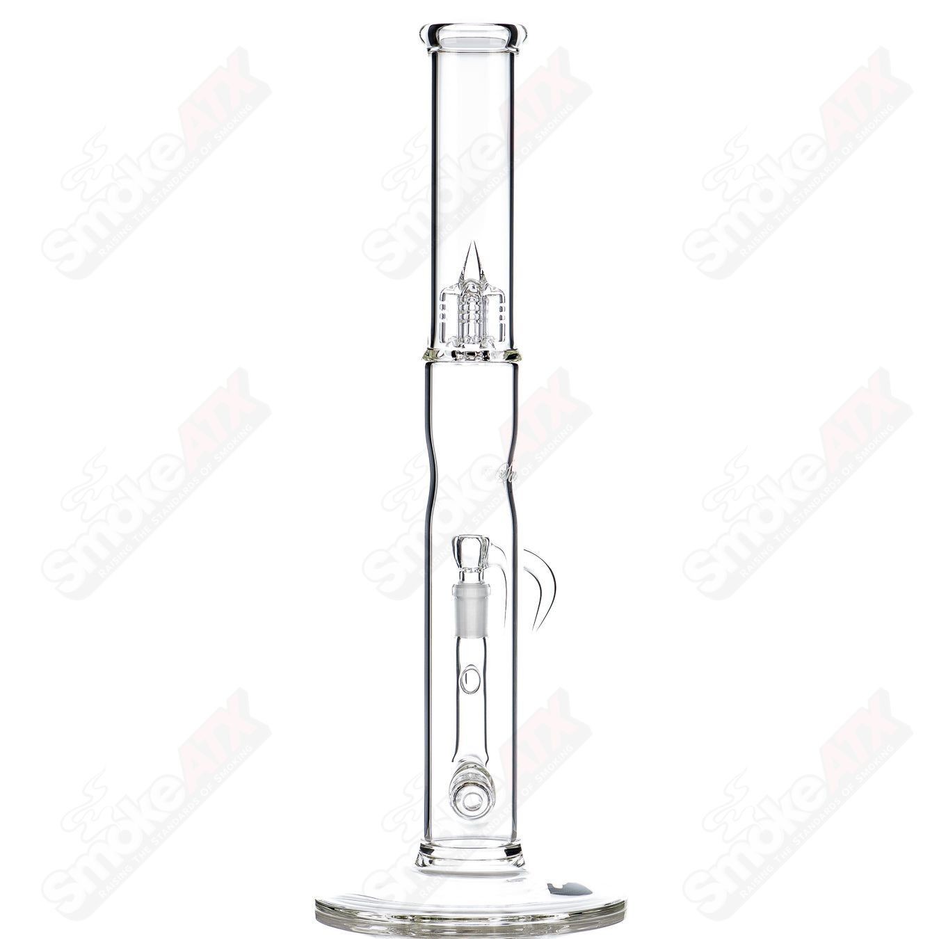 Clear Bishop Stemline Sovereignty Glass straight tube with body reduction, showcasing its sleek design and transparent glass construction.