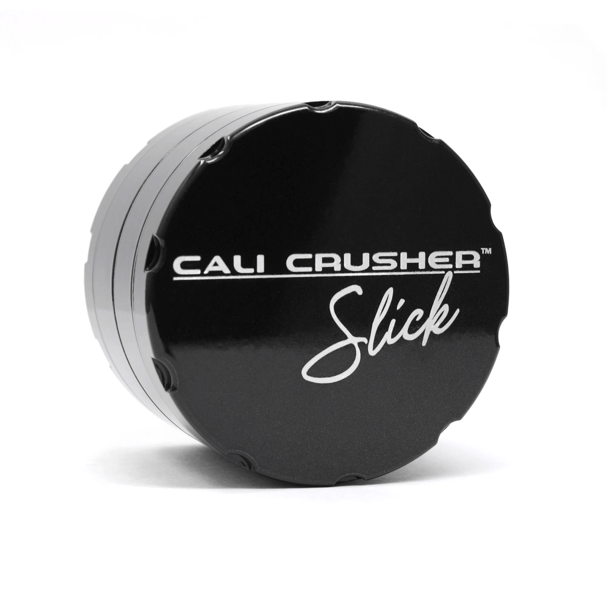 Black Cali Crusher 2.5-inch 4-piece metal grinder with slick design, part of 420 products collection.