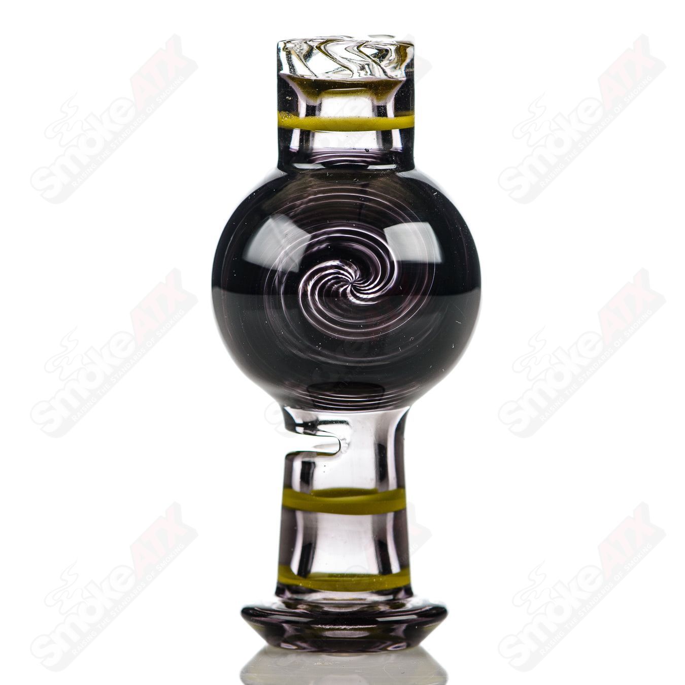 Black Spiral Linework V2 Spinner Cap W/ Yellow Accents by Glass Carpenter - Smoke ATX